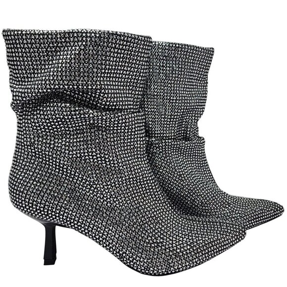Open Edit Silver Rhinestone Boots, Women's 5.5 - Picture 3 of 9